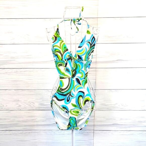 Mossimo One-Piece Swimsuit Backless Vibrant Colored Swirl Womens Size S - Picture 1 of 7